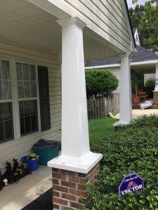Tapered PVC Wrap installed on a brick pedestal