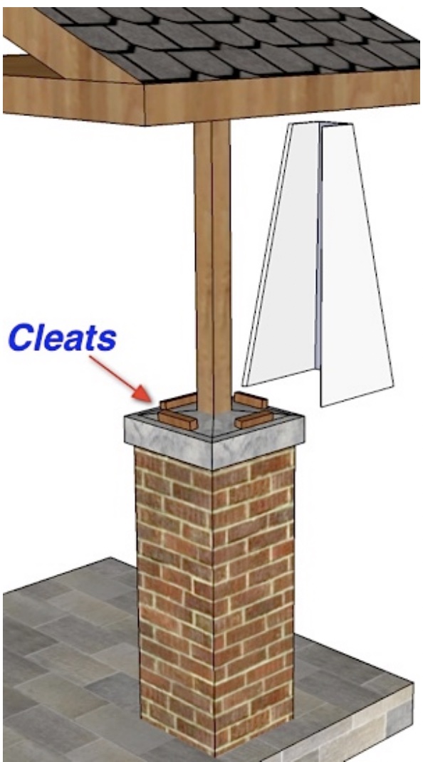 Using cleats at the bottom of an installation of tapered column wraps