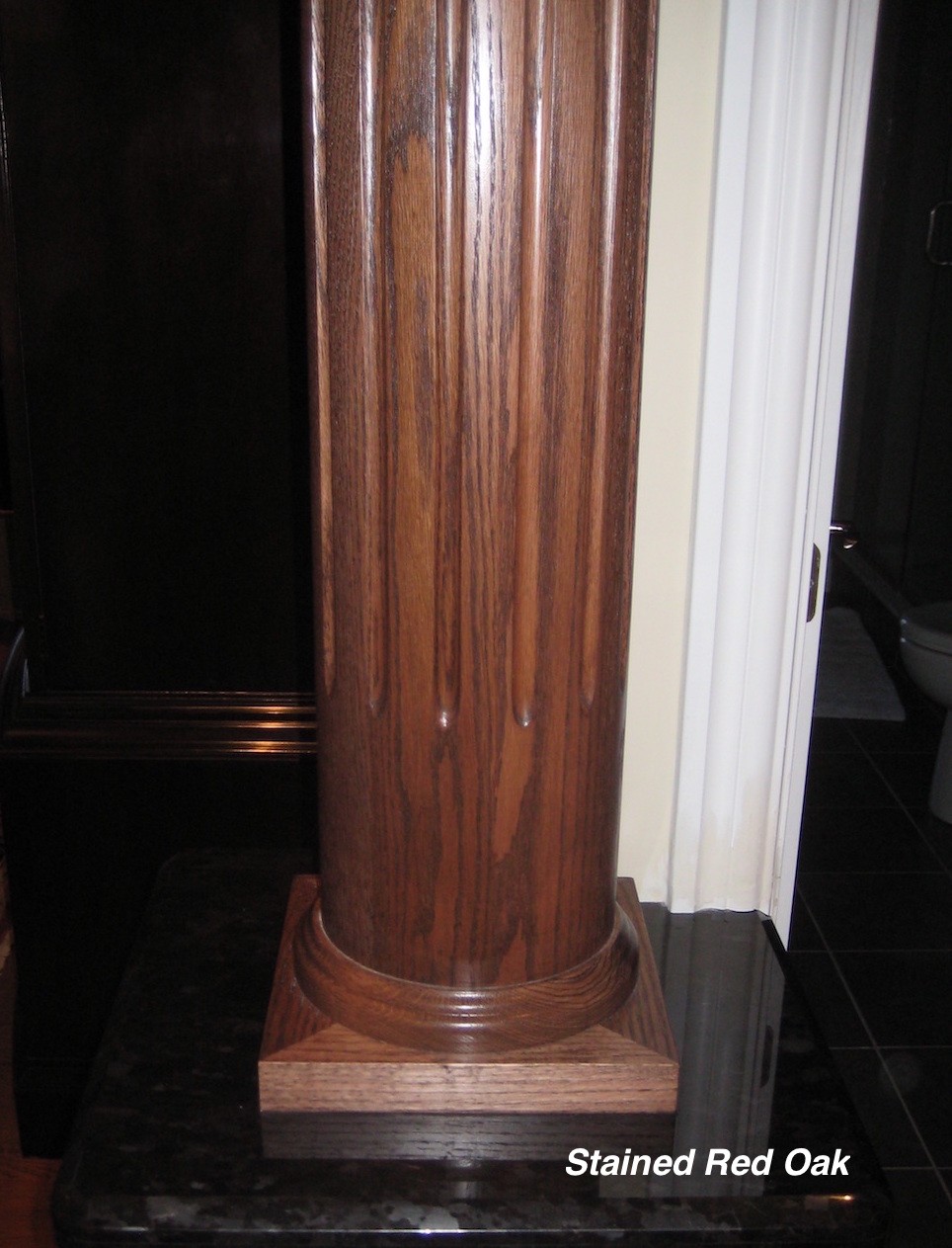 Round fluted hardwood oak wall column