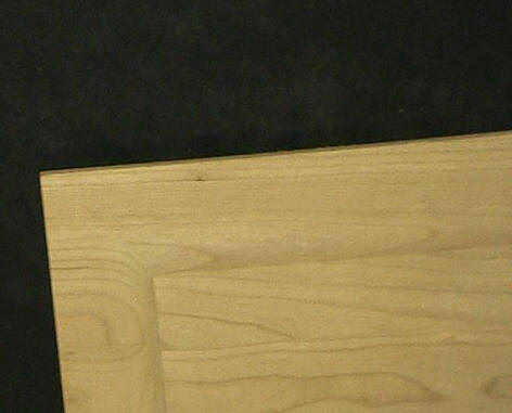 A close up look at the angle created to make a raised panel