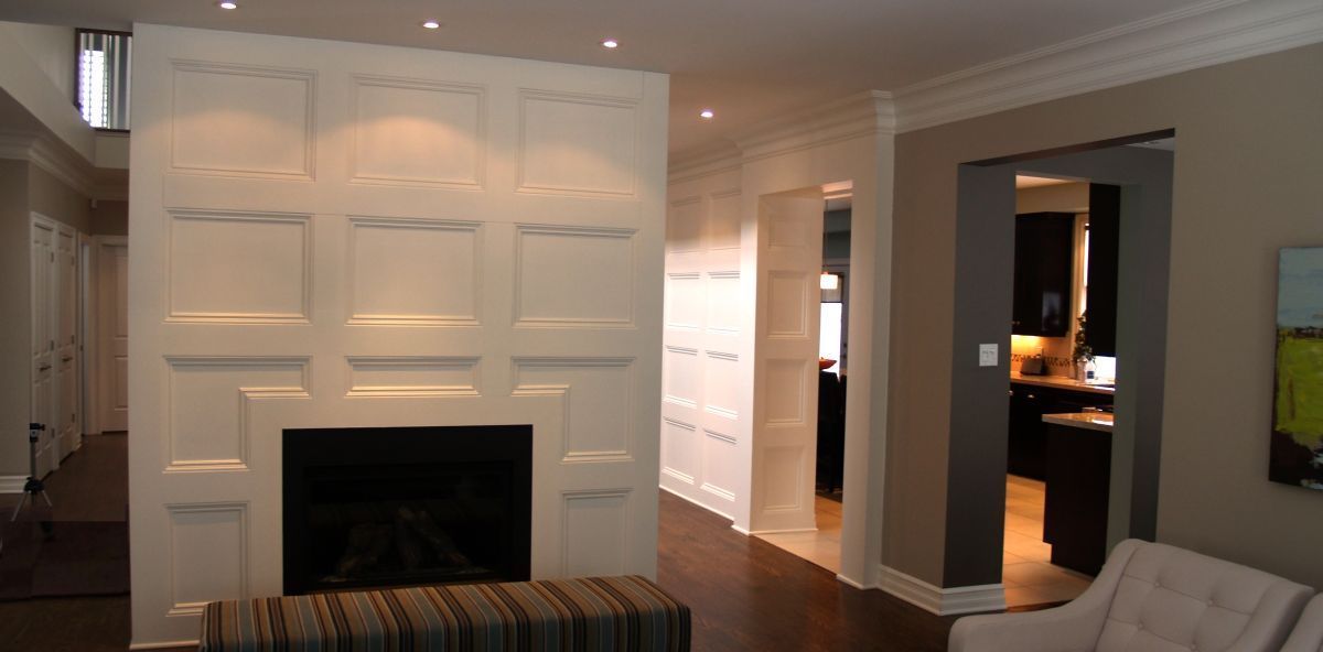Recessed panelled wainscoting as accent wall