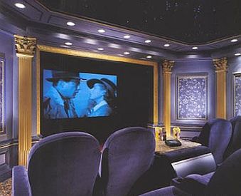 Wood Fluted Pilasters around a Theatre Room