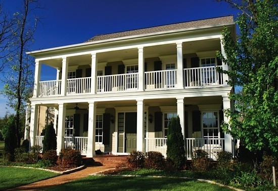 Southern style porch with multiple square fiberglass structural columns