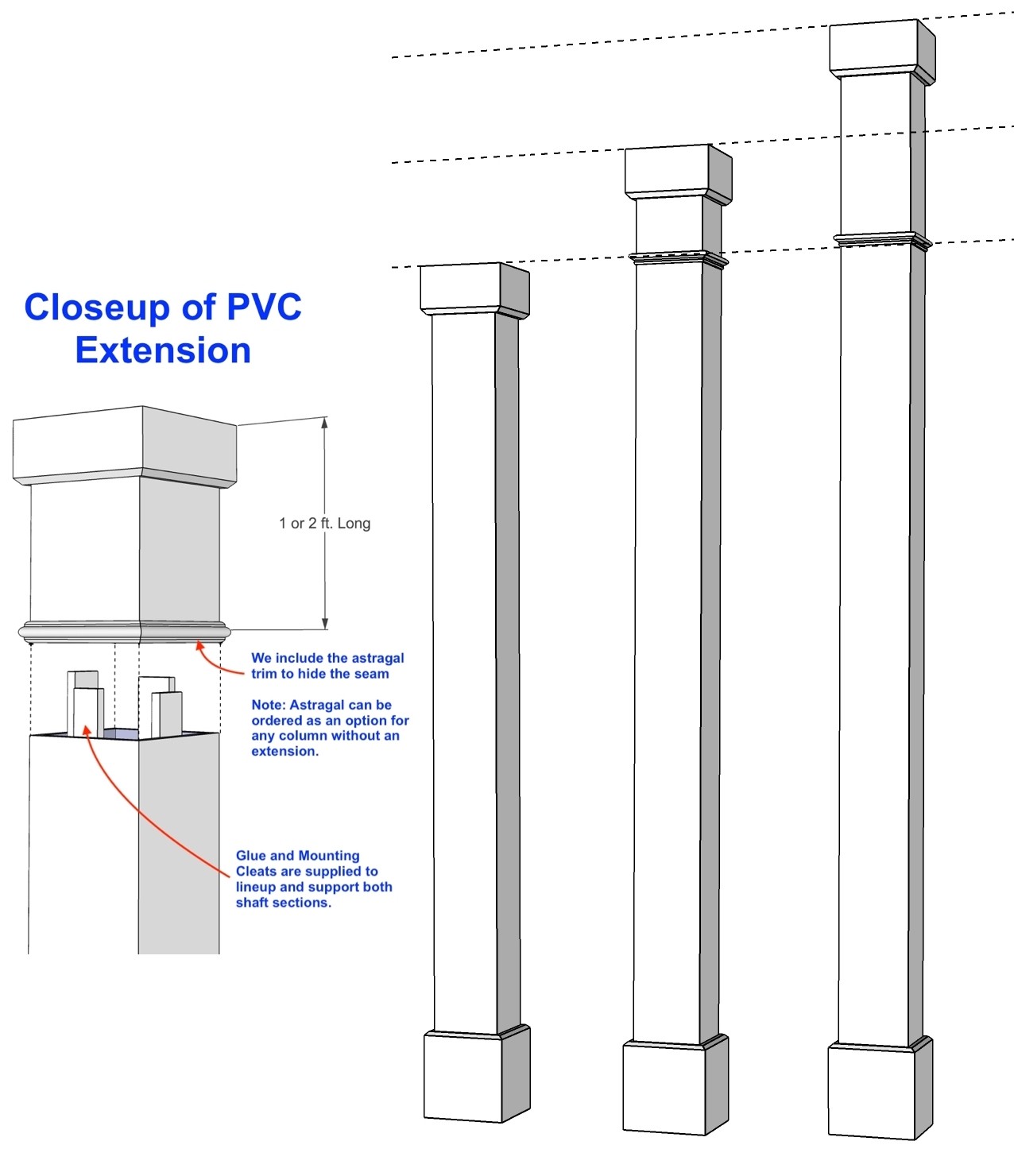 8" x 8"  Classic, Non-Tapered PVC Column