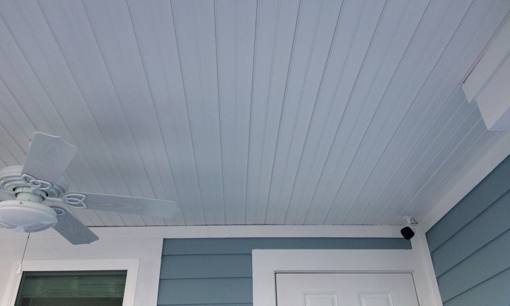 PVC Tongue & Groove Blind Nail Planks on a ceiling