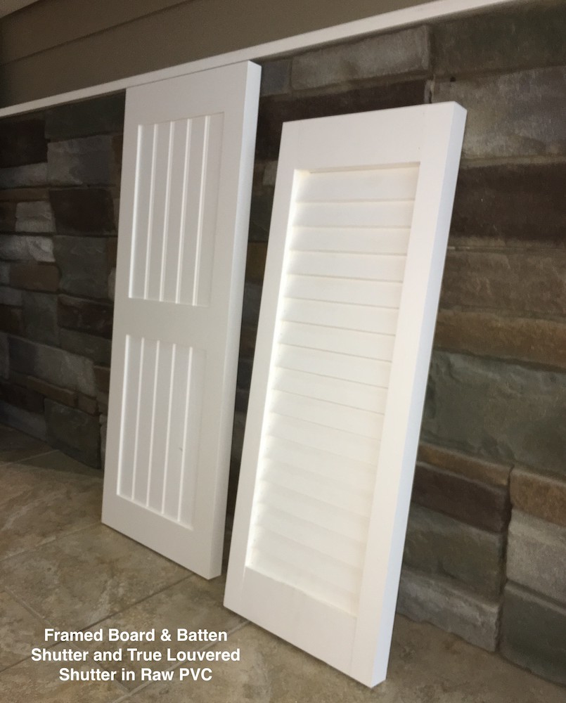 A side view of Premier Louvered PVC Shutters