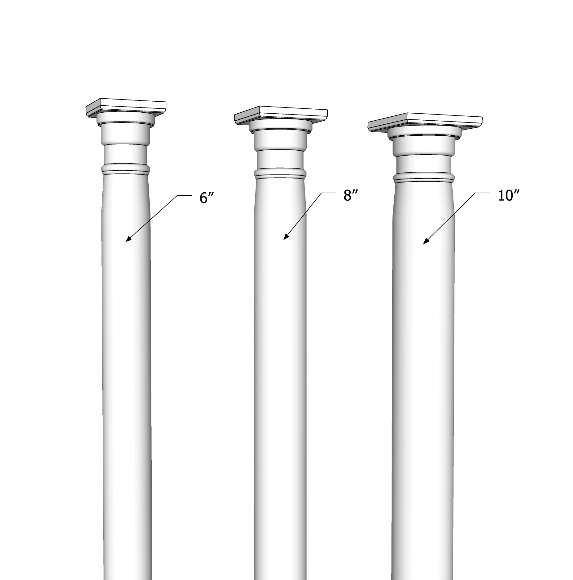 10 Tapered Round Wood Column I Elite, Round Porch Columns