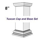 Square, Tuscan, Non-Tapered, Base & Capital Set 8"