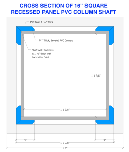 16" Large, Recessed Panel, Non-Tapered PVC Column