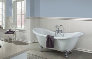 An example of Vinyl Beadboard Wainscoting installed in a bathroom
