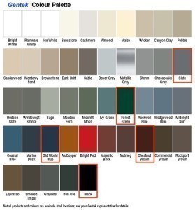 The colours available for PVC Shutters
