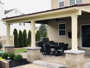 Smooth non tapered PVC columns installed on front porch