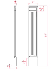 9" x 5' Fluted Pilaster with Backboard