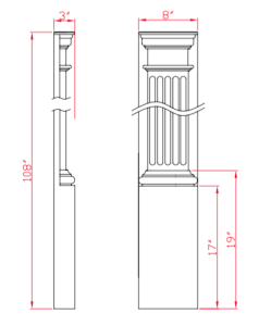 8" x 9' Fluted Pilaster with Backboard