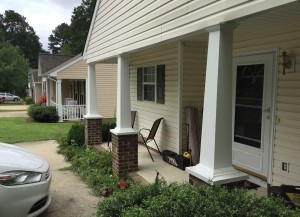 Tapered PVC Column post covers installed outside home