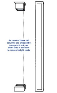 Image saying columns are shipping by transport truck in sections to reduce cost