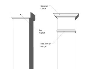 A look at the difference between Georgian capital with astrigal trim and the box capital