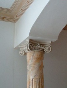 A look at the fluted wood column installed