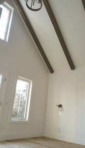 Rough Sawn Ceiling Beams installed on angle