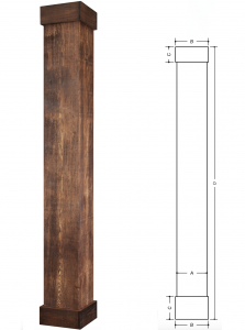 A close look at the square rough sawn column