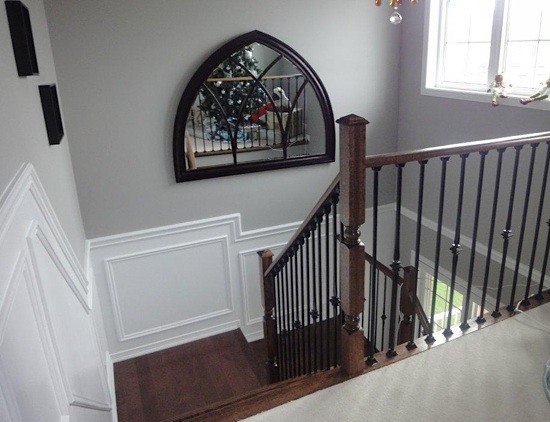 Applique on stairs made to look like wainscoting