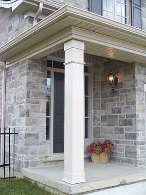 Exterior column wrap on small front porch