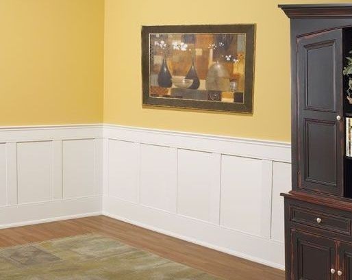 Flat panelled wainscoting installed in living room