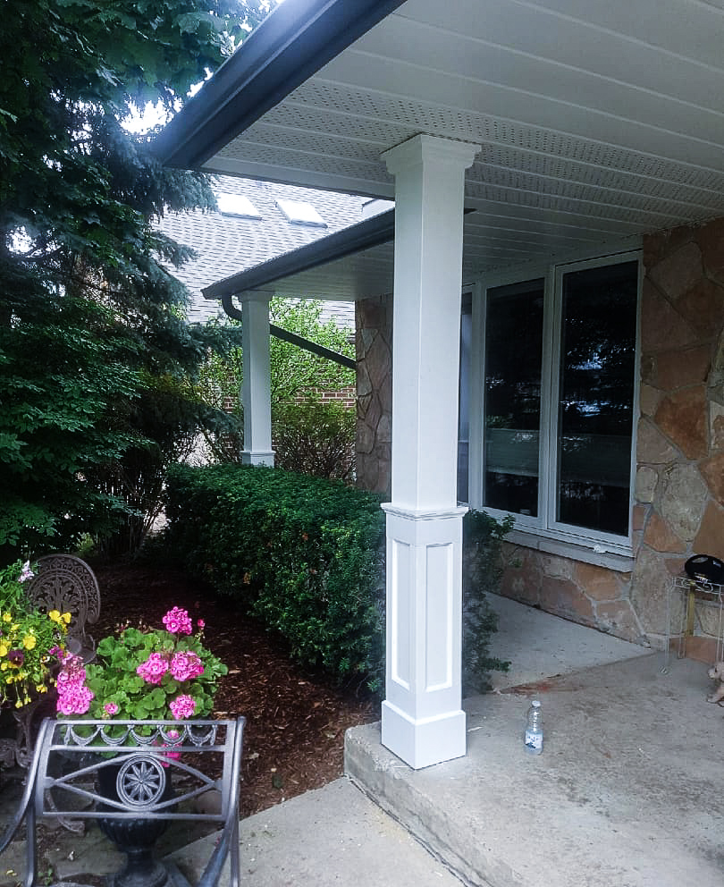Single half panelled PVC column wrap on front porch