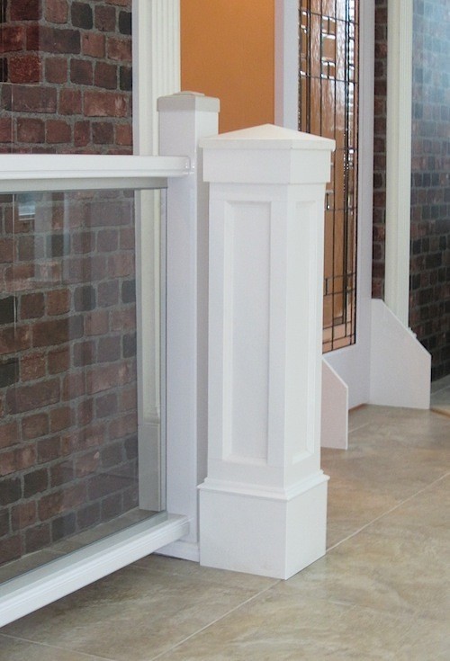 A square newel PVC post cover shown for sale